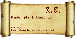 Kaderják Beatrix névjegykártya
